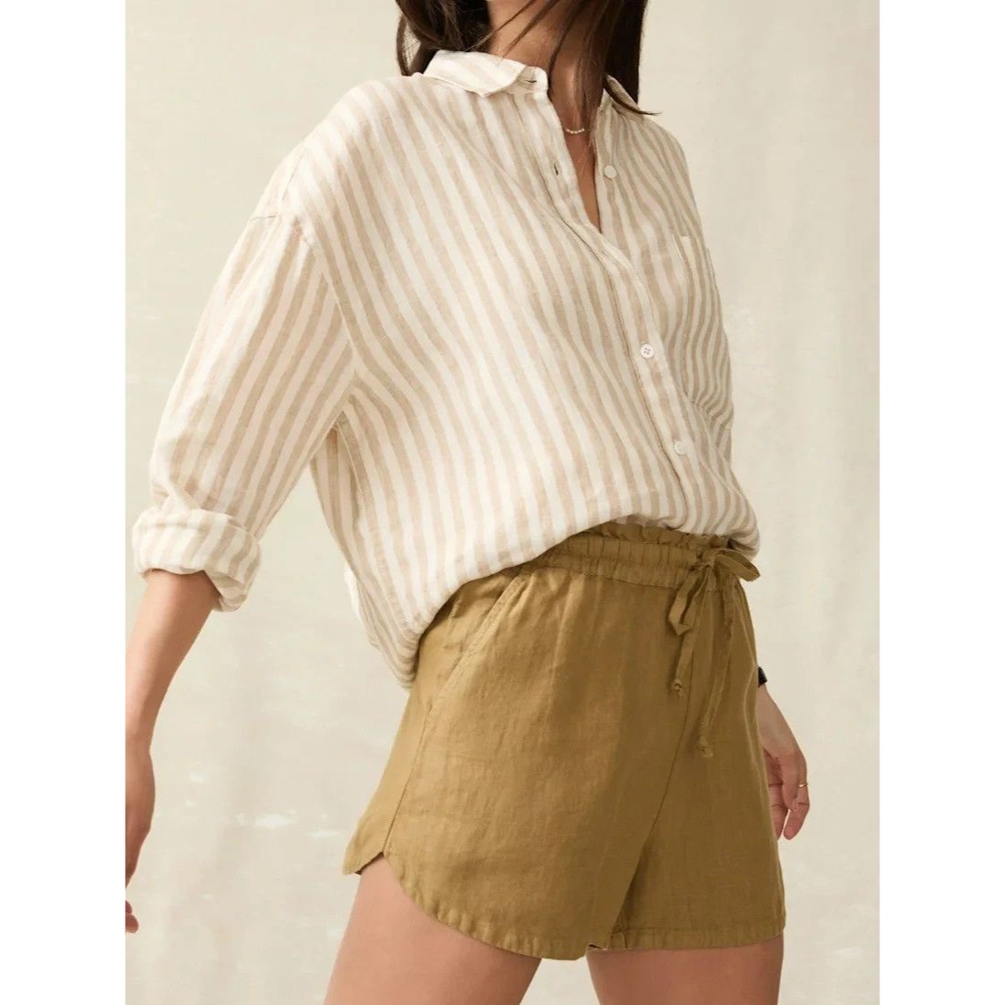 Faherty Women's Drawstring Laguna Linen Tie Waist Short Size M Nwot